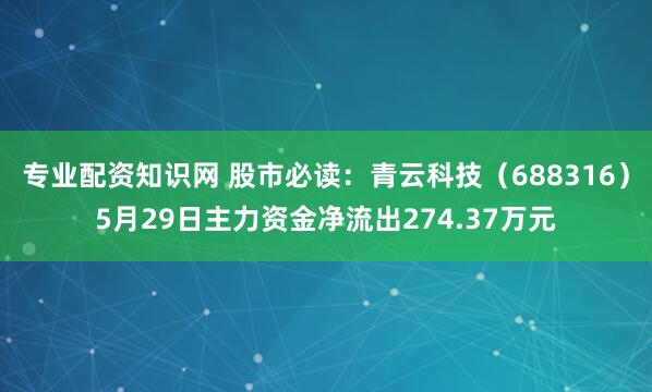 专业配资知识网 股市必读：青云科技（688316）5月29日主力资金净流出274.37万元