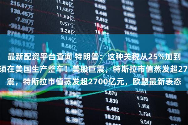 最新配资平台查询 特朗普：这种关税从25%加到50%，特斯拉等车企必须在美国生产整车！美股巨震，特斯拉市值蒸发超2700亿元，欧盟最新表态
